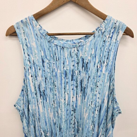 LOGO Layers Blue Abstract Tie-Dye Hi-Low Sleeveless Tunic Tank Top 1X Boho Flowy - Picture 7 of 11